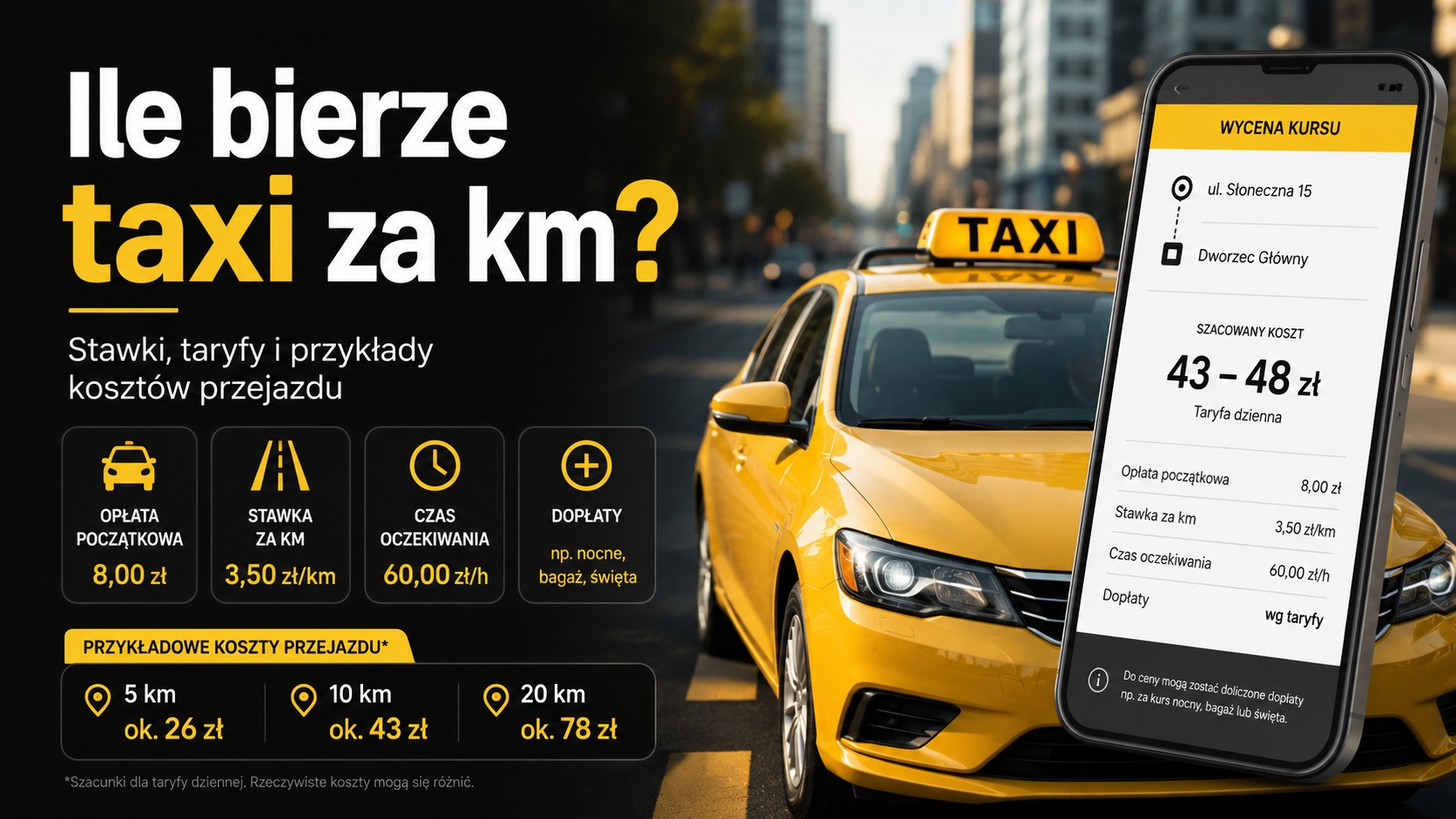 Ile bierze taxi za km